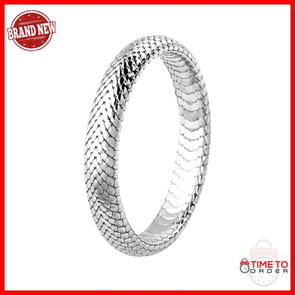 Men's Sterling Silver Snake Skin Wedding Band Ring Size 9 Stacking Design